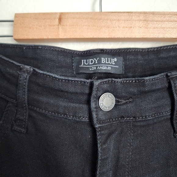 Judy Blue Black Boyfriend Fit High Waisted Distress Ripped Skinny Jeans Stretch - Picture 12 of 13